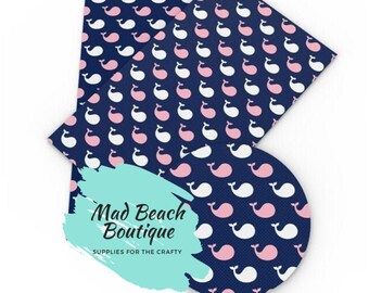 Whale Faux Leather Sheet: Nautical Fabric