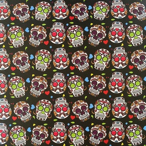 Sugar Skull Faux Leather Sheet: Halloween Jewelry Making (8”X11”)