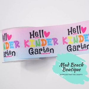 Kindergarten ribbon, School ribbon, Grosgrain ribbon, School hair bows, Back to school, Preschool ribbon, Wide ribbon