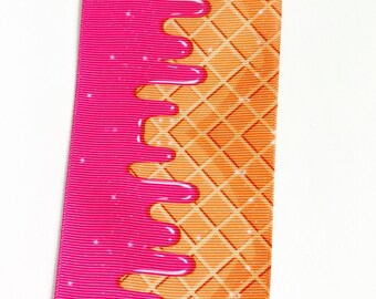 Waffle Cone Grosgrain Ribbon: Ice Cream Theme, 3-Inch