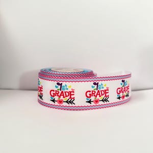 First grade ribbon, School ribbon, Grosgrain ribbon, School hair bows, Back to school, Preschool ribbon, Kindergarten ribbon, Wide ribbon