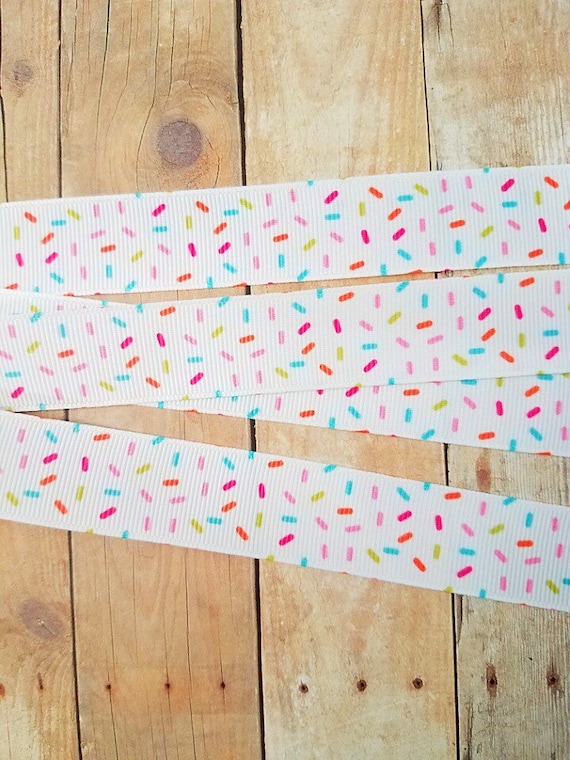 Sprinkles Grosgrain Ribbon, White Craft Ribbon, Hair Bow Supplies