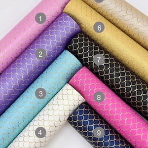 Mermaid Faux Leather Sheet: 8.5”X11.5” Printed Crafting Material