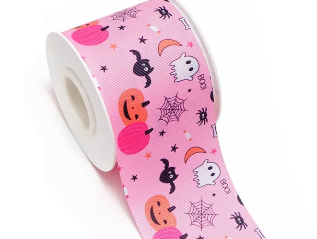 Pink Halloween, Ghost Ribbon, Pink Ghost Ribbon, Halloween Ribbon ...