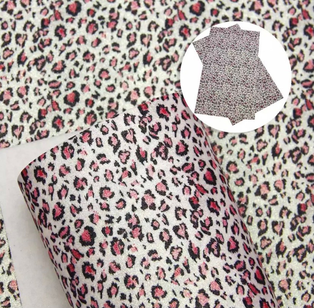 Pink Leopard Fabric Sheet, Shiny Fabric Sheet, Leopard Fabric Sheets