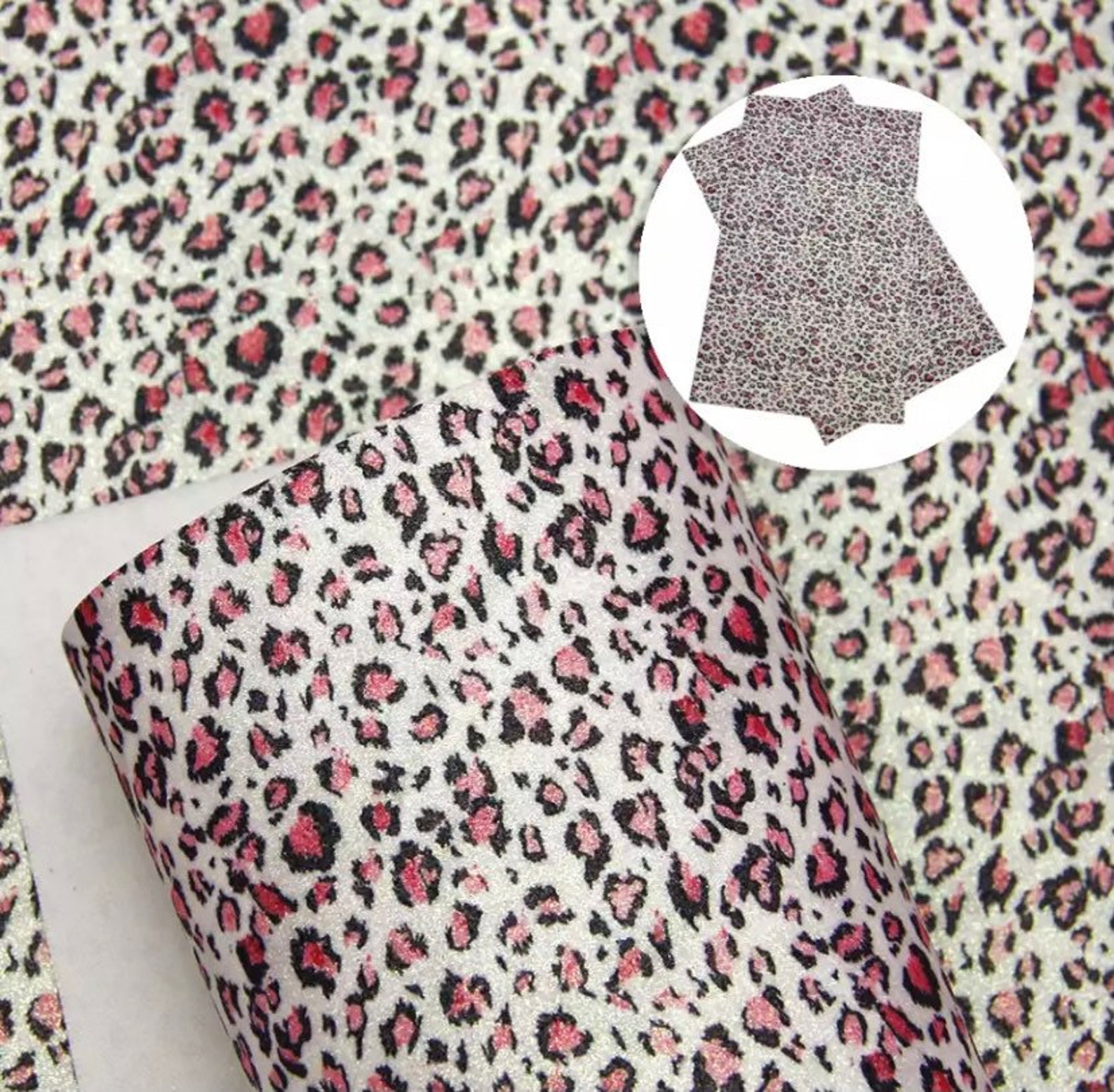 Pink Leopard Fabric Sheet Shiny Fabric Sheet Leopard Fabric Etsy