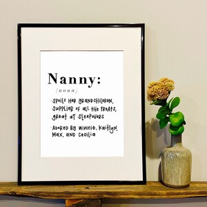 Personalized Hand-Lettered Grandparent Print | Simple Black & White Print | Mother&#39;s Day Gift | Custom Gift | Grandmother/Grandfather Gift