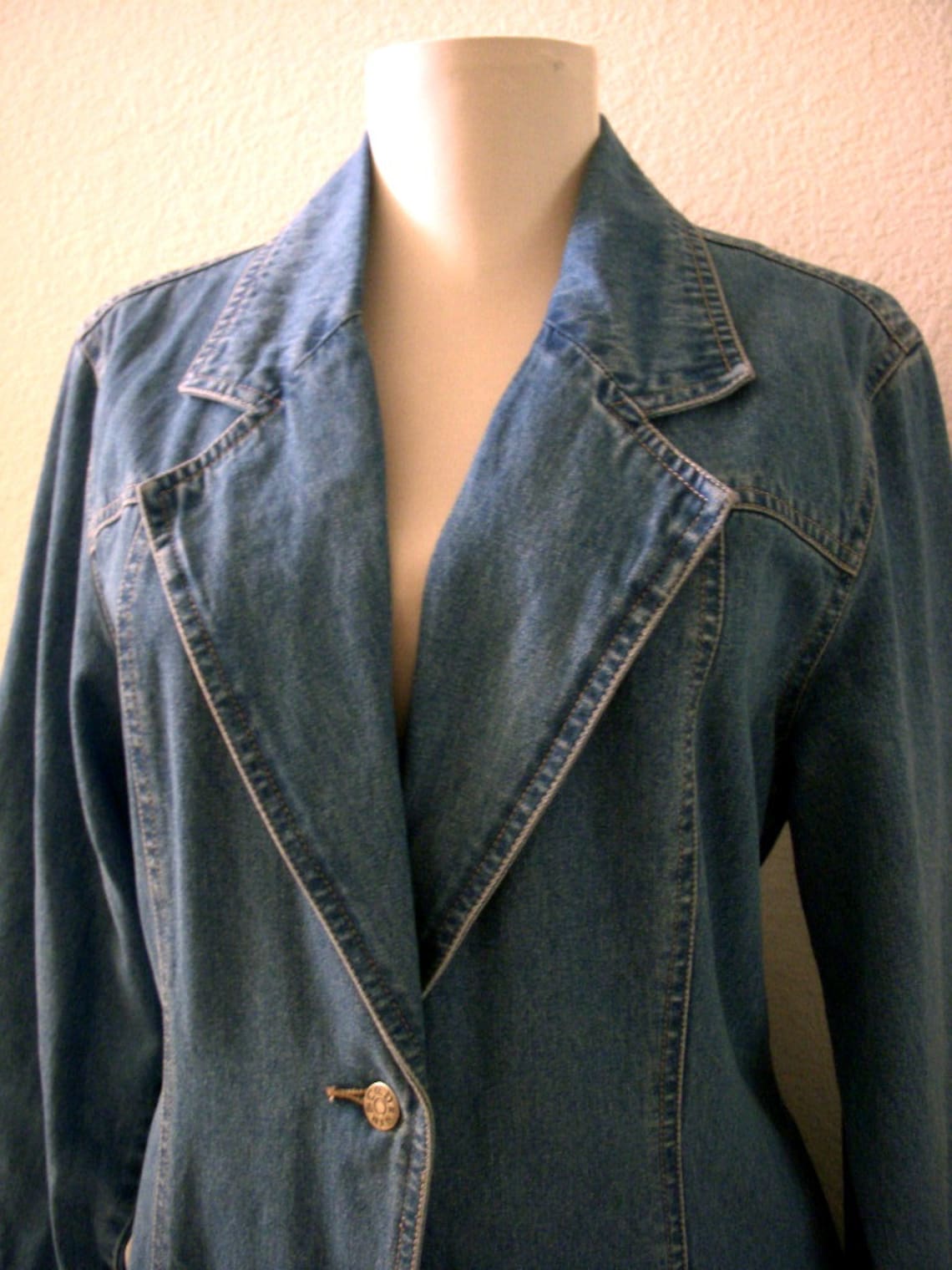 90s Blue Denim Duster Coat Vintage Blue Jean Long Duster Etsy