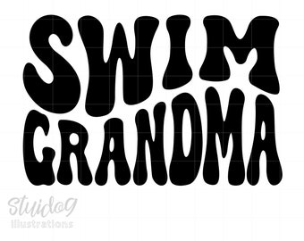 Swim Grandma Svg, Wavy Text Swim Grandma Shirt Svg, Swim Svg Png Download, Swim Grandma Shirt ScreenPrint Art, Swim Cricut Cut File S833