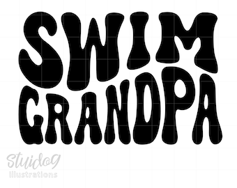 Swim Grandpa Svg, Wavy Text Swim Grandpa Shirt Svg Png Download, Swim Grandpa Shirt ScreenPrint Art, Swimmer Cricut Cut File S834