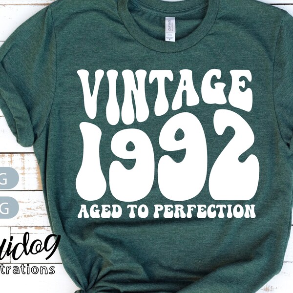 1992 Birthday Svg Download, Born In 1992 Svg, Vintage 1992 Shirt Svg Download, 1992 Aged To Perfection Svg Png Cricut Screenprint Art S957