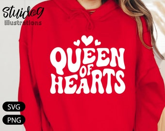 Queen of Hearts Svg | Wavy Text Mom Shirt Svg | Valentines Day Svg | American Girl Svg Download | Mothers Day Svg Cricut Screenprint S463
