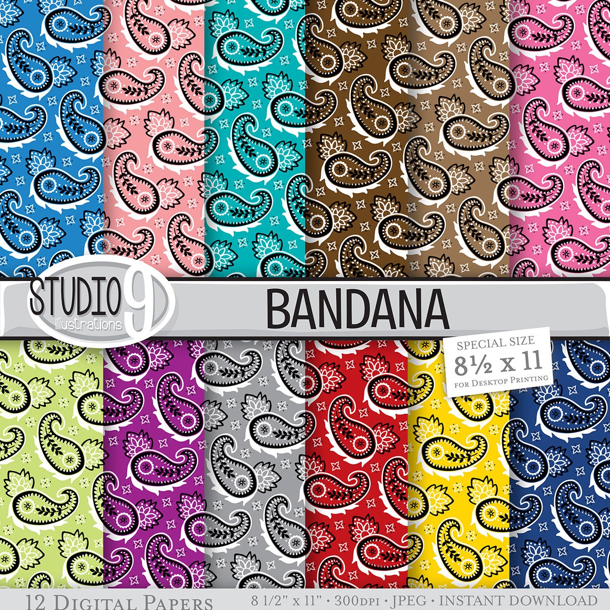 BANDANA Digital Paper: Bandana Printable Pattern Print | Etsy