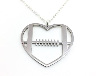 Heart Football Necklace, Football Necklace, Football Jewlery, Football Mom, Football Wife, Football Girlfriend, High School Football