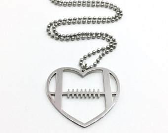 Heart Football Necklace, Football Necklace, Football Jewlery, Football Mom, Football Wife, Football Girlfriend, High School Football