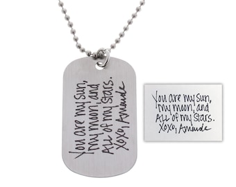 Handwriting Necklace, Gifts for Men, Gifts for Dad, Fathers Day, Deployment Gift, Anniversary Gift, Handwriting, Memorial Gifts, Memorial