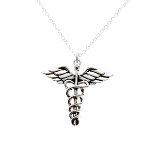Caduceus Necklace Doctor Nurse Firefighter Paramedic EMT Necklace Medical Necklace Gift for Doctor Nurse, Paramedic EMT Firefighter