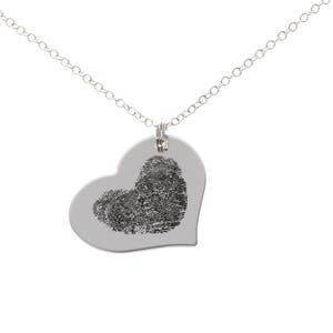 Fingerprint Heart Necklace, Fingerprints Engraved, Memorial Keepsake, Fingerprint Jewelry, Fingerprint Necklace, Engraved Fingerprint Heart