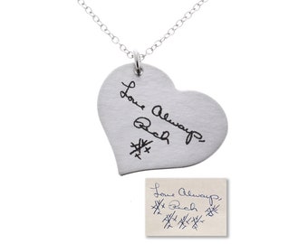 Actual Signature Necklace, Memorial Necklace, Handwriting Necklace, Engraved Jewelry, Handwritten Jewelry, Necklace, Valentines Day Gift