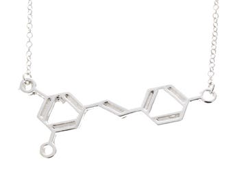 Wine Molecule Necklace, Gift for Doctors, Chemistry Teachers, Med Students, Nurse, Molecular Science Gift, Wine Molecular Structure
