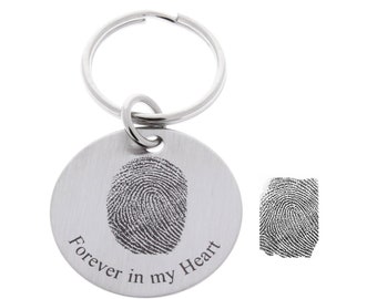 Fingerprint, Heart Fingerprint, fingerprint keychain, memorial keepsakes, fingerprint engraved, fingerprint gift, actual fingerprint