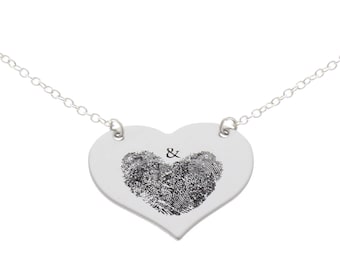 Fingerprint Heart Necklace, Fingerprints Engraved, Memorial Keepsake, Fingerprint Jewelry, Fingerprint Necklace, Engraved Fingerprint Heart