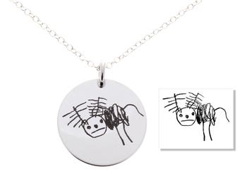 Drawing Necklace, Handwriting Necklace, Handwriting Gifts, Gift for Mom, Gift for Her, Memorial Necklace, Custom Handwriting, Personalized