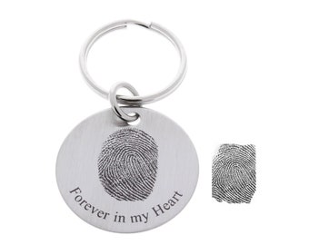 Fingerprint Keychain, Fingerprint Heart, Memorial Keepsake, Fingerprint, Fingerprints, Engraved Fingerprint, Memorial, Bereavement