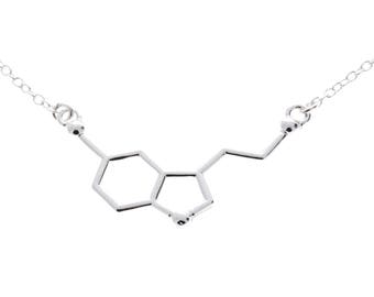 Serotonin Molecular Necklace, Molecule Gift, Molecular Jewelry, Gift for Doctors, Gift for Nurse, Chemistry Jewelry, Molecular Structure