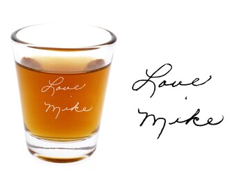Custom shot glass, custom handwriting, shot glasses, shot glass, gifts for dad, gifts for him, memorial gifts, handwriting, groomsmen gifts