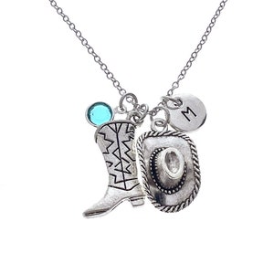 Cowgirl Boot Cowboy Hat Necklace, Cowboy Boot, Cowgirl Necklace, Country Girl Necklace, Cowgirl Gift, Western Necklace, Bridesmaids Necklace