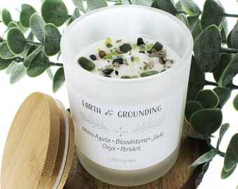 Grounding candles, abundance candles, Intention candles, candles with crystals, manifestation candles, healing candles