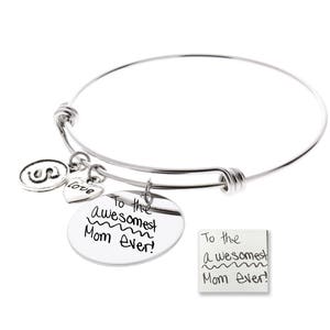 Handwriting Bracelet, Bangle, Drawing Engraved, Mothers Day, Handwriting Engraved, Custom Bracelet, Memorial Gift, Gifts for Her, Memorial