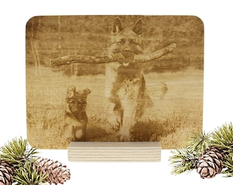 Photo on wood, engraved wood photo, memorial gifts, wood portraits, wood picture, laser engraved, pet memorial, photo engraving