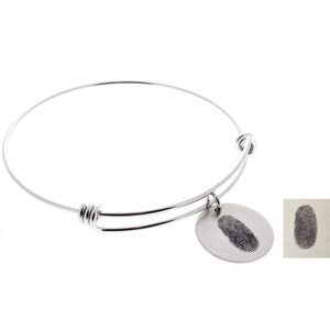Fingerprint Bangle Bracelet, Fingerprint Heart Engraved, Fingerprints Engraved, Anniversary Gift, Memorial Gift, Gifts for Her, Bangles