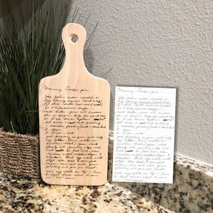 Personalized cutting board, handwriting, handwritten recipe, cutting board, recipe cutting board, engraved handwriting, recipe cutting board