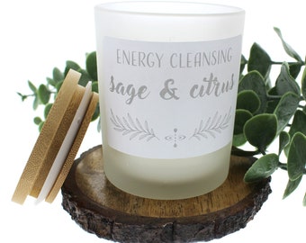 Sage and citrus scented candle, cleansing candles, purifying candles, aromatherapy scented candles, soy candles, spiritual candles, sage