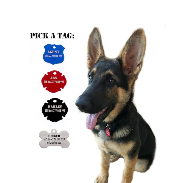 Firefighter Tag, Police Badge Tag, Pet ID Tag, Dog Tags, Dog Tag for Dog, Personalized dog tag, Engraved dog tag, dog collar, pet ID Tags