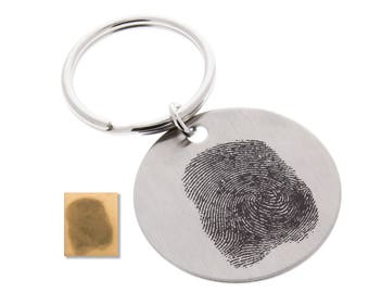 Fingerprint Keychain, Fingerprint Heart Engraved, Memorial Keepsake, Fingerprint Jewelry, Fingerprint Heart Keychain, Engraved Fingerprint