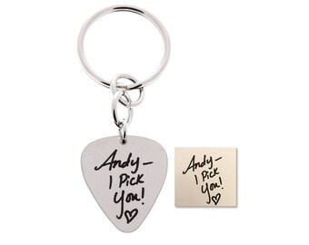 Custom Guitar Pick Keychain, Handwriting Keychain, Anniversary Gift, Wedding Gifts, Gifts for Men, I Pick You, Custom Guitar Pick, Guitar
