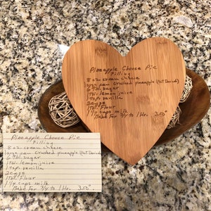 Personalized cutting board, handwriting, handwritten recipe, cutting board, recipe cutting board, engraved handwriting, recipe cutting board
