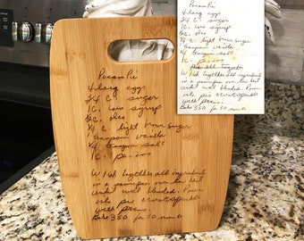 Personalized cutting board, handwriting, handwritten recipe, cutting board, recipe cutting board, engraved handwriting, recipe cutting board