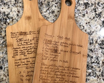 Personalized cutting board, handwriting, handwritten recipe, cutting board, recipe cutting board, engraved handwriting, recipe cutting board