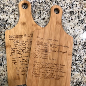 Personalized cutting board, handwriting, handwritten recipe, cutting board, recipe cutting board, engraved handwriting, recipe cutting board