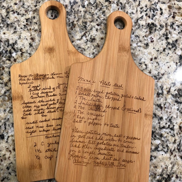 Personalized cutting board, handwriting, handwritten recipe, cutting board, recipe cutting board, engraved handwriting, recipe cutting board