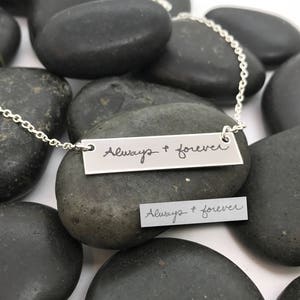 Handwriting Necklace, Memorial Necklace, Handwriting Gifts, Engraved Jewelry, Bar Necklace, Real Signature Necklace, Kids Handwriting