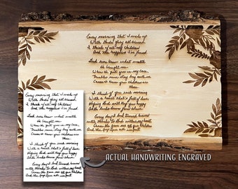 Handwriting on wood, memorial gift, handwriting gifts, photo on wood, wood engraved slice, personalized gifts, wood photos, handwriting wood