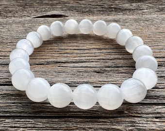 The cleansing bracelet, selenite bracelet, AAA gemstones, selenite bead bracelet, selenite gemstones, chakra bracelet, healing bracelet