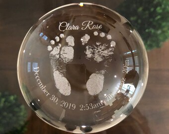 Glass Dome, Footprint Gifts, Glass Paperweight, mothers day gift, gifts for mom, gifts for dad, fathers day gifts, baby footprint gifts