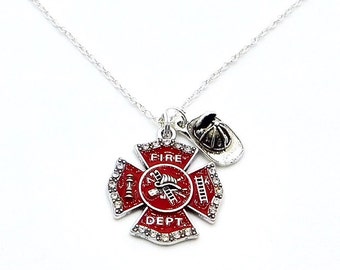 Firefighter Necklace, Paramedic EMT, Female Firefighter, Firefighter Wife, Firefighter Mom, Firefighter Jewelry, Firefighter Gift